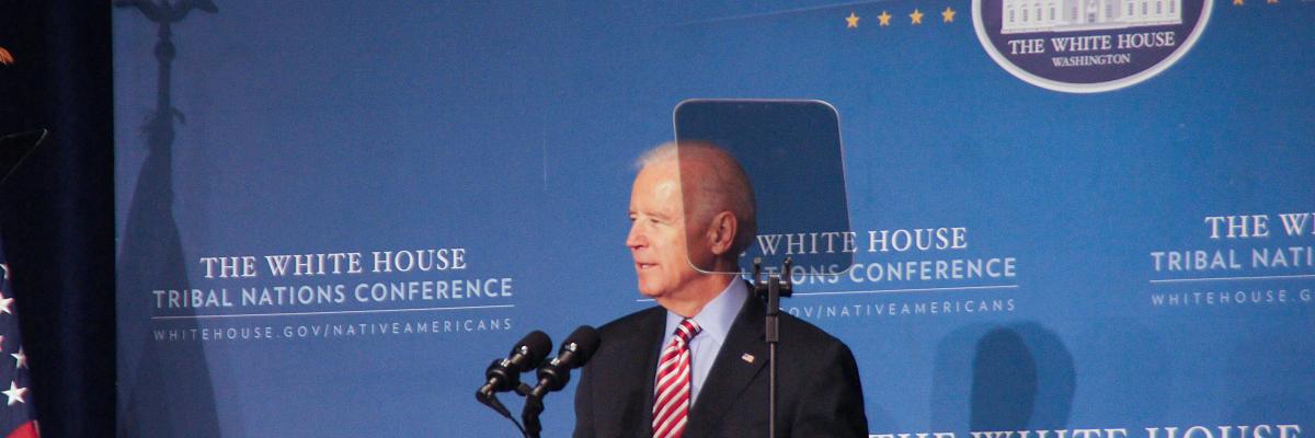 Vice President Joe Biden underscores the need for tribal nations to protect its citizens. White House Tribal Nations Conference. Dec. 3, 2014. Photo by Jared King.