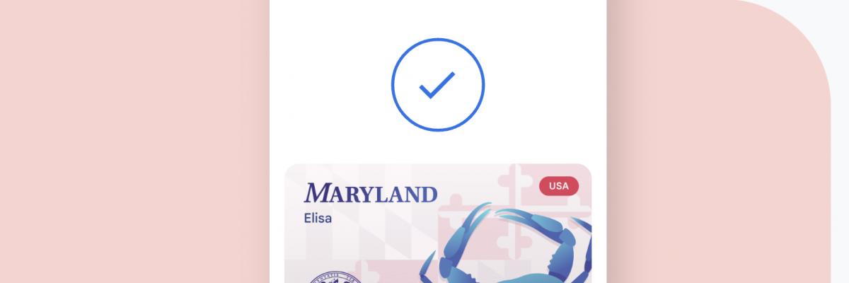 Image of Maryland ID in Google Wallet. 