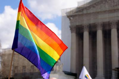 Pride flag outside the Supreme Court