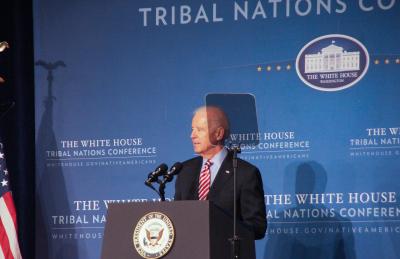 Vice President Joe Biden underscores the need for tribal nations to protect its citizens. White House Tribal Nations Conference. Dec. 3, 2014. Photo by Jared King.