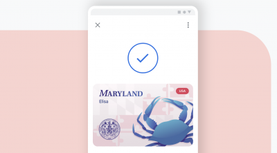 Image of Maryland ID in Google Wallet.