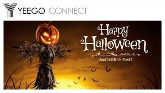 Illustration of a Halloween pumpkin scarecrow on a vast field with the moon on a scary night by wirakorn. The Yeego Connect logo and text are above the graphic.