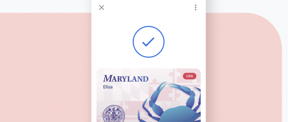 Image of Maryland ID in Google Wallet. 